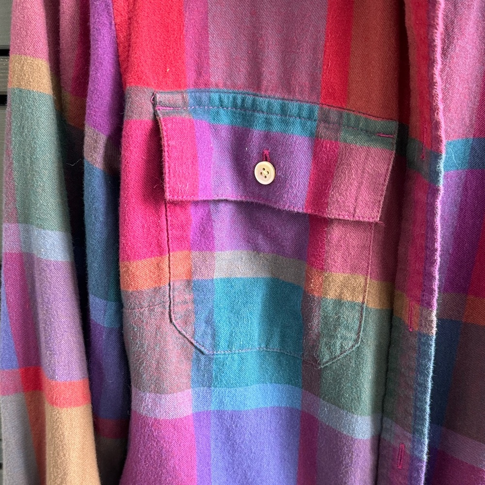 L.L. Bean Classic Signature Bright Plaid Button-Up Shirt, Size XS - Picture 3 of 6